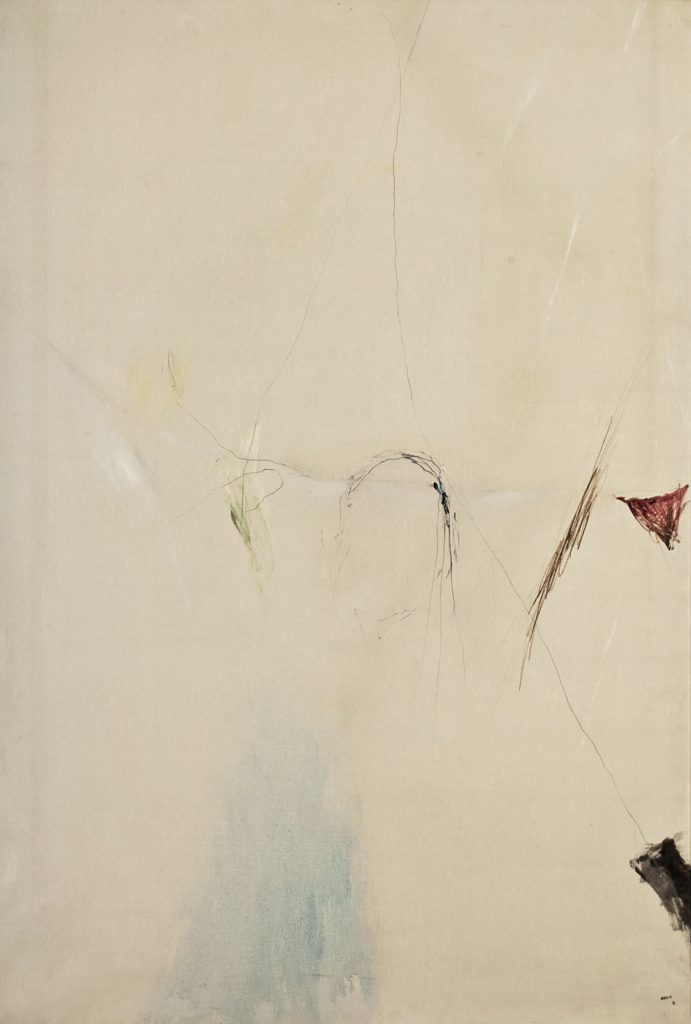 Mario Raciti, Presenze-Assenze, 1972, tecnica mista su tela, cm 150x110