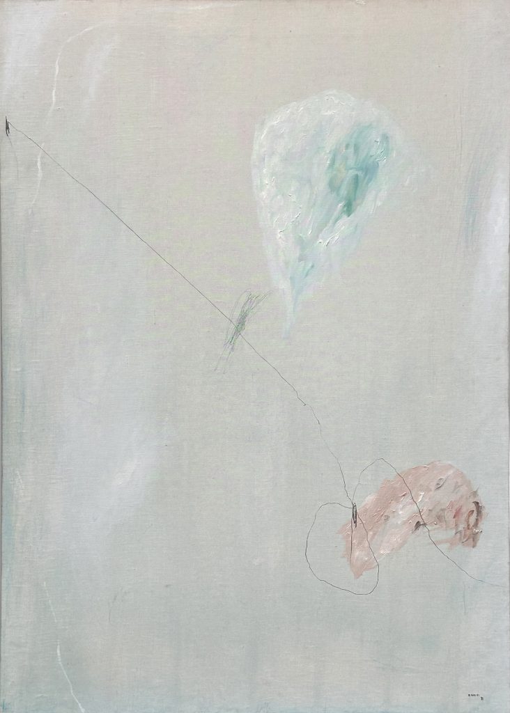 Mario Raciti, Presenze-Assenze, 1973, tecnica mista su tela, cm 100x70