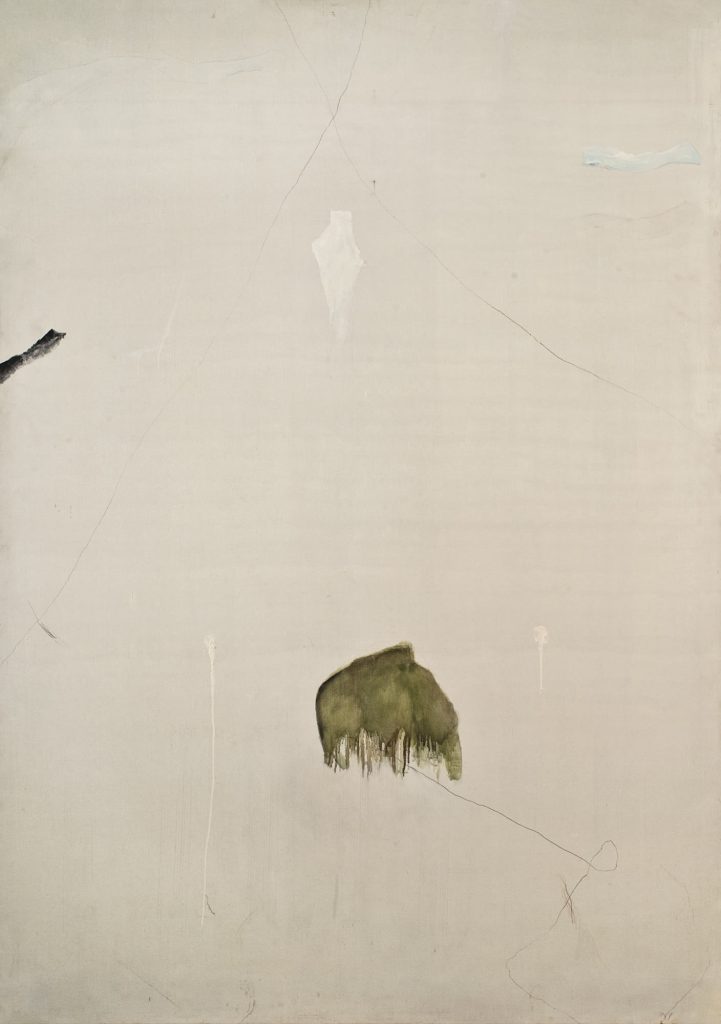 Mario Raciti, Presenze-Assenze, 1974, tecnica mista su tela, cm 200x140
