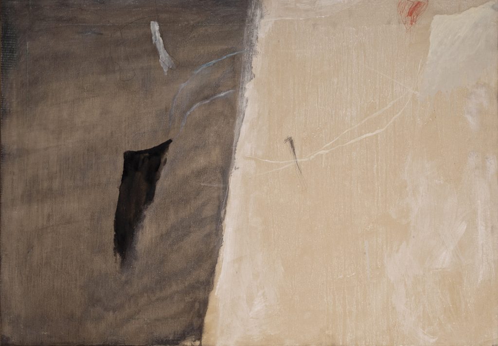 Mario Raciti, Presenze-Assenze, 1976, tecnica mista su tela, cm 70x100