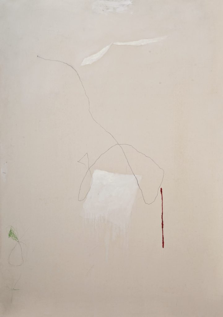 Mario Raciti, Presenze-Assenze, 1974, tecnica mista su tela, cm 100x70