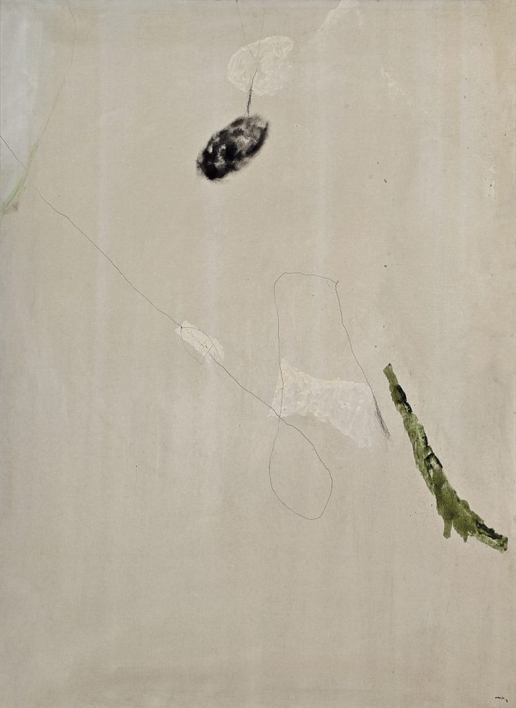 Mario Raciti, Presenze-Assenze, 1973, tecnica mista su tela, cm 150x110